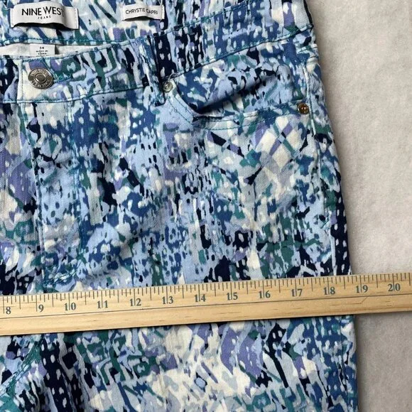 Nine West Womens Multicolor Mid Rise Abstract Print Chrystie Capri Pants Size 14 - Picture 7 of 10
